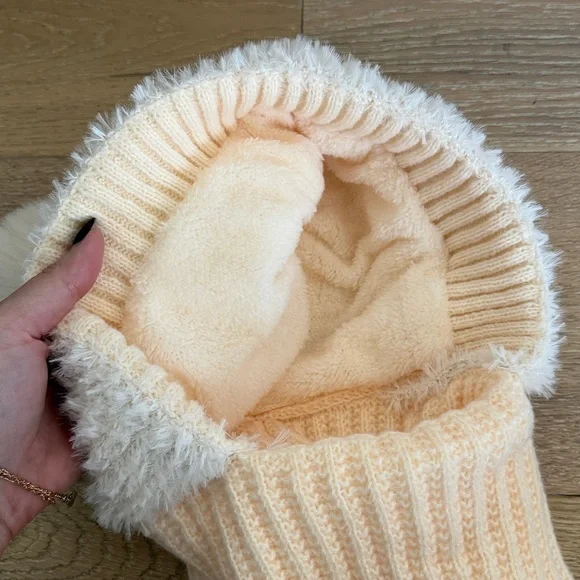 Womens Knit Beanie Hat Fleece Lined Winter Scarf Mask - Picture 8 of 8